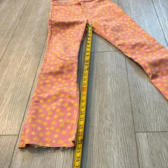 Zara Retro Daisy Floral Flare High Rise Bohemian Jeans 60s 70s 80s 90s size 2 - Picture 12 of 15